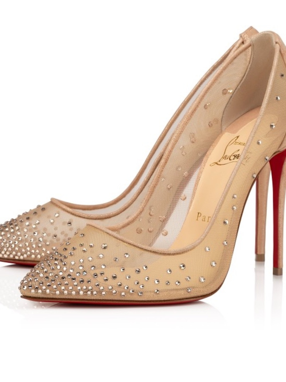 Christian Louboutin Nude Mesh Crystal- Miss Z Degrastrass Perla